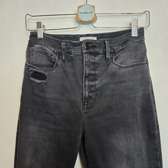 ๐ด 3/$30 Good American 26ร25 Good High Waist Crop Skinny Jeans In Black127 2/26 - Picture 8 of 15